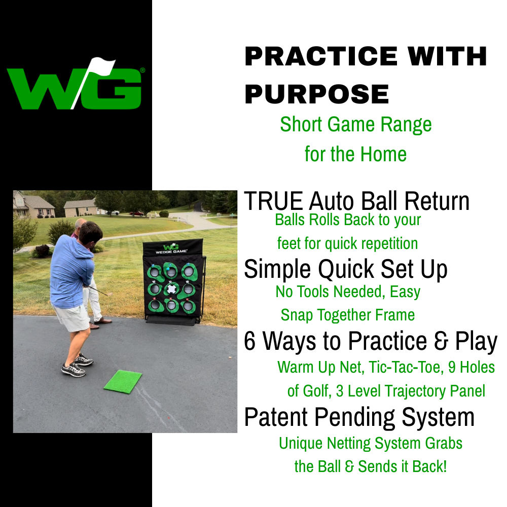Wedge Game: A 6 in 1 Chipping & Pitching System with Auto Ball Return. Designed by Golfers, used by Pros.