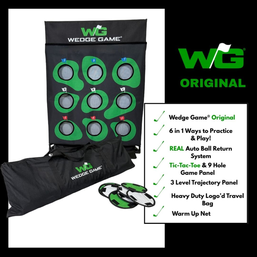 Wedge Game: A 6 in 1 Chipping & Pitching System with Auto Ball Return. Designed by Golfers, used by Pros.